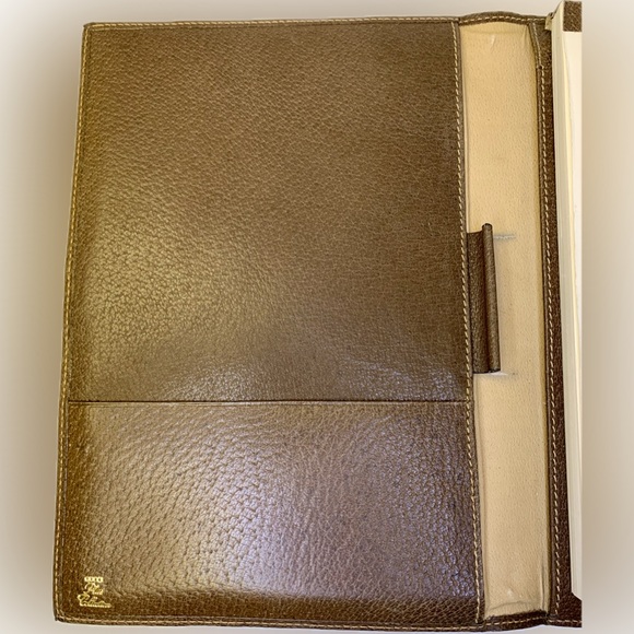 GUCCI PLUS RARE 1980s Leather Agenda w/original paper notepad. - Picture 6 of 13